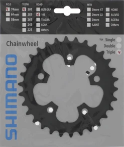 Shimano 105 5703 Triple Kettingbladen -Trek Winkel shimano kettingblad 105 fc 5703 30t steek 74 10v zwart 4524667733713 0 l